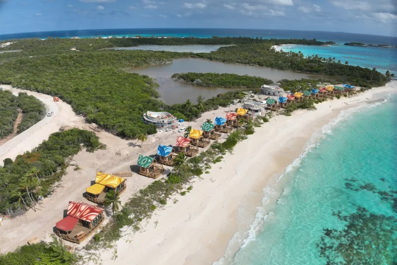 Construction photo of the cabanas on Disney's Lookout Cay at Lighthouse Point. Copyright Disney.