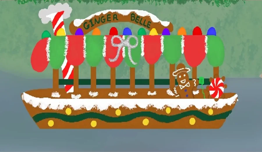 A Jingle Cruise gingerbread boat