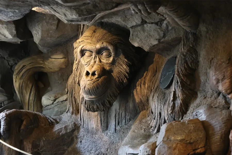 David Greybeard sculpture found at the base of the Tree of Life