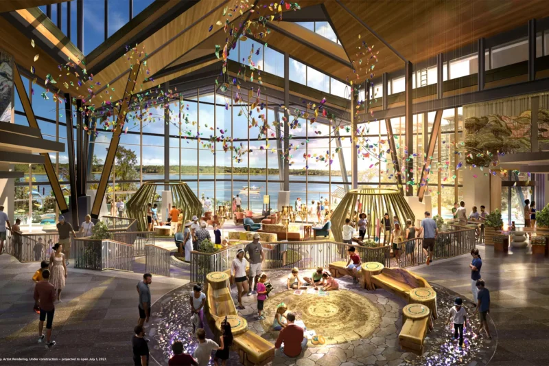 Concept art for Disney's Lakeshore Lodge lobby