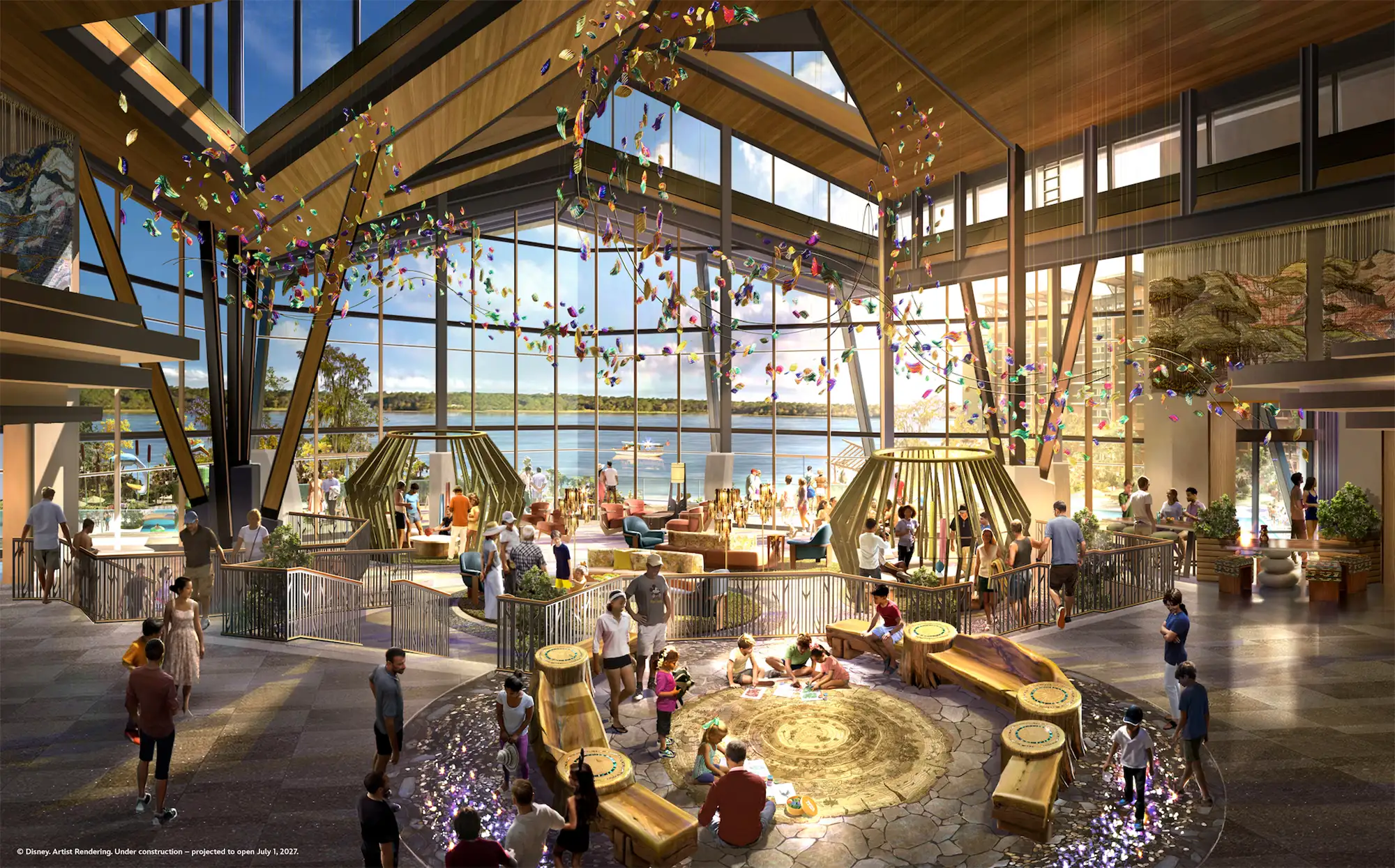 Concept art for Disney's Lakeshore Lodge lobby
