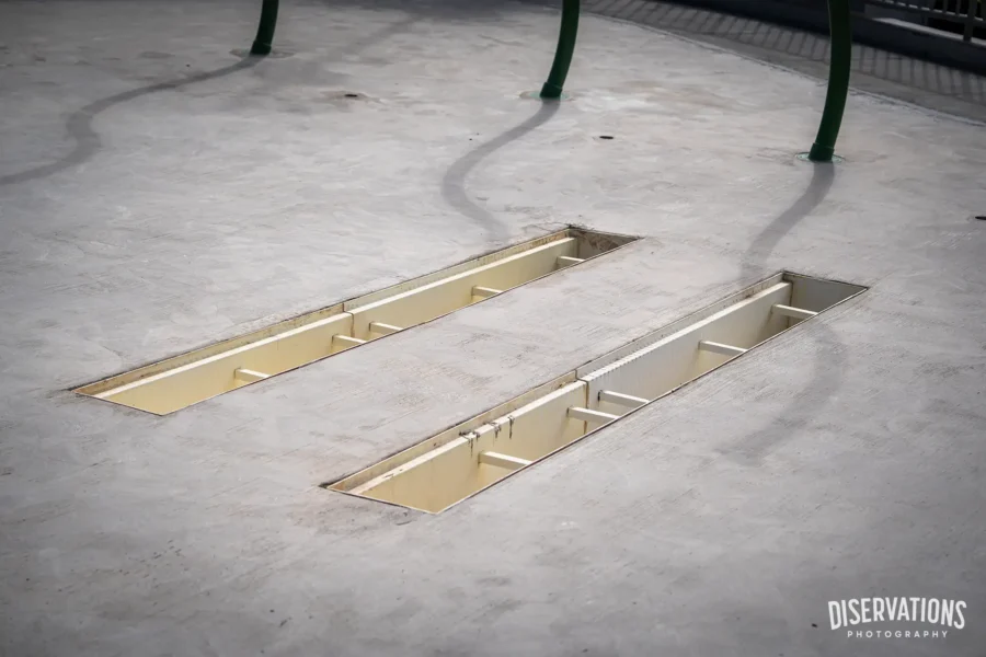 Open drains on the Shrek’s Swamp Splash & Smash pad