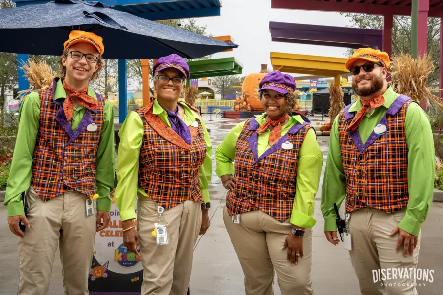 Four Universal Kids Resort Team Members model their Halloween outfits